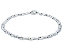 Charger l'image dans la galerie, 18K WHITE GOLD MAN BRACELET ALTERNATE ROUNDED TUBE 5mm LINK, 21cm 8.3".