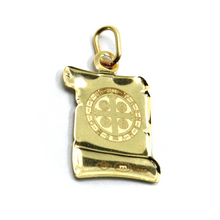 Load image into Gallery viewer, 18k yellow gold parchment medal 13x18mm Saint Benedict, engraved front and back.