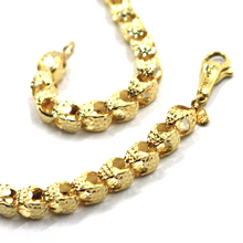 Load image into Gallery viewer, 18K YELLOW GOLD BRACELET, DIAMOND CUT OVAL ROUNDED 4mm DROPS LINK, 19cm 7.5".