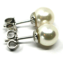 Load image into Gallery viewer, SOLID 18K WHITE GOLD STUDS EARRINGS, SALTWATER AKOYA PEARLS, DIAMETER 7.5/8 MM.