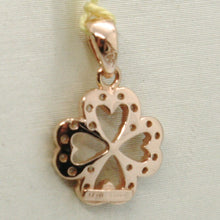 Cargar imagen en el visor de la galería, 18k rose gold lucky four leaf pendant charm cubic zirconia bright.