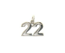 Charger l'image dans la galerie, 18k white gold number 22 twenty two small pendant charm, 0.4", 10mm.