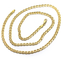 Load image into Gallery viewer, solid 18k yellow gold chain flat boat mariner oval nautical 4.5mm link 50 cm 20&quot;.
