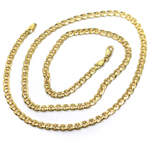 Load image into Gallery viewer, solid 18k yellow gold chain flat boat mariner oval nautical 4.5mm link 50 cm 20".
