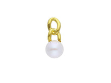 Load image into Gallery viewer, 18k yellow gold pendant charm with round freshwater white luster pearl 7/7.5 mm.