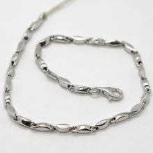 Cargar imagen en el visor de la galería, 18k white gold bracelet alternate tube ondulate oval link, made in Italy.