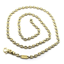 Load image into Gallery viewer, SOLID 18K YELLOW WHITE GOLD MARINER NAUTICAL CHAIN OVAL 4.5mm 24&quot; ITALY NECKLACE.
