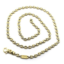 Load image into Gallery viewer, SOLID 18K YELLOW WHITE GOLD MARINER NAUTICAL CHAIN OVAL 4.5mm 24" ITALY NECKLACE.
