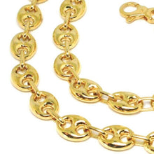 Load image into Gallery viewer, 18k yellow gold mariner chain big ovals 10 mm, 24 inches anchor rounded puffed necklace.