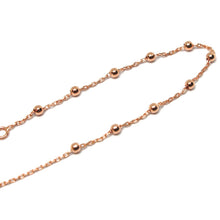 Cargar imagen en el visor de la galería, 18K ROSE GOLD MINI ROSARY BRACELET, 1.5 MM SPHERES, PENDANT CROSS, 7.1 INCHES.