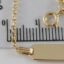 Charger l'image dans la galerie, 18k yellow gold kids bracelet 5.90 engraving plate, mini rolo link made in Italy.