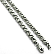 Load image into Gallery viewer, 18k white gold chain 4mm tube rounded drop link 60cm 24", made in Italy.