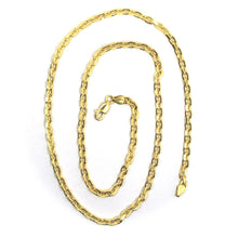Load image into Gallery viewer, 18K YELLOW GOLD SOLID CHAIN SQUARED CABLE 3.2mm OVAL LINKS, 20" 50cm ITALY MADE.