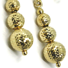 Charger l'image dans la galerie, 18K YELLOW GOLD PENDANT EARRINGS WORKED SPHERES 5-6-8 MM DIAMOND CUT, FACETED.
