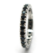 Load image into Gallery viewer, 18k white gold eternity band ring, black cubic zirconia, thickness 3 mm.