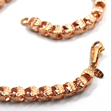 Load image into Gallery viewer, 18K ROSE GOLD BRACELET, DIAMOND CUT OVAL ROUNDED 4mm DROPS LINK, 19cm 7.5".