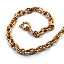 Cargar imagen en el visor de la galería, 18K ROSE PINK GOLD BRACELET 20cm 7.9", ROUND CIRCLE ROLO BIG LINK 8.5x6.5mm.