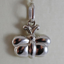 Cargar imagen en el visor de la galería, 18k white gold rounded mini butterfly charm pendant 0.71 inches made in Italy.