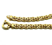 Cargar imagen en el visor de la galería, 18K YELLOW GOLD FLAT BYZANTINE NECKLACE CHOKER 7/10mm, 45cm, 18", MADE IN ITALY.