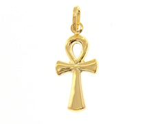 Load image into Gallery viewer, 18K YELLOW GOLD, SMALL 17mm ANKH ROUNDED CROSS OF LIFE PENDANT, EXCAVATED BACK.