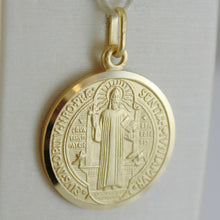 Load image into Gallery viewer, solid 18k yellow gold St Saint Benedict 21 mm medal pendant with Cross.