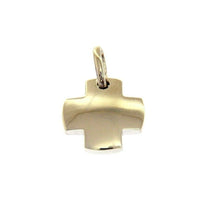 Load image into Gallery viewer, SOLID 18K WHITE GOLD SMALL CROSS 13mm, ROUNDED SQUARED SMOOTH MADE IN ITALY.