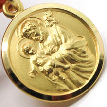 Load image into Gallery viewer, 18k yellow gold St Saint San Giuseppe Joseph Jesus Christ medal pendant, 21mm.
