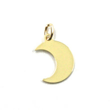 Load image into Gallery viewer, SOLID 18K YELLOW GOLD PENDANT MINI MOON FLAT, LENGTH 1 CM, 0.4 INCHES, CHARM.