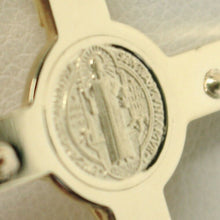 Cargar imagen en el visor de la galería, 18k yellow gold big cross with Jesus & saint Benedict medal made in Italy, 44 mm.