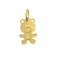 Charger l'image dans la galerie, 18K YELLOW GOLD FLAT SMALL 15mm 0.6" TEDDY BEAR PENDANT, CHARM, MADE IN ITALY.