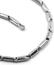 Cargar imagen en el visor de la galería, 18k white gold bracelet rounded alternate tube links, length 21 cm, 8.2 inches.