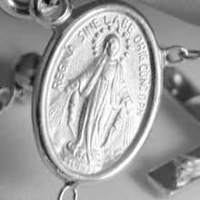 Cargar imagen en el visor de la galería, 18k white gold rosary necklace miraculous Mary medal & Jesus cross Italy made.