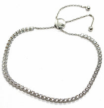 Cargar imagen en el visor de la galería, 18k white gold tennis bracelet cubic zirconia 2.5 mm adjustable sliding closure.
