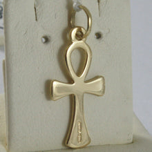 Load image into Gallery viewer, SOLID 18K YELLOW GOLD CROSS, CROSS OF LIFE, ANKH SHINY 0.98 INCHES MADE IN ITALY.