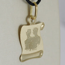 Load image into Gallery viewer, 18k yellow gold zodiac sign medal, gemini, parchment engravable made in Italy.
