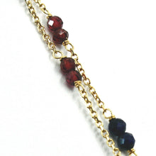 Cargar imagen en el visor de la galería, 18k yellow gold anklet 9.8" 25cm with faceted garnet lapis lazuli 3mm.