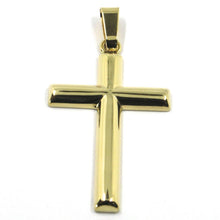 Cargar imagen en el visor de la galería, 18K YELLOW GOLD CROSS, ROUNDED BIG 39mm, 1.54 inches, SMOOTH, MADE IN ITALY.