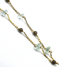 Load image into Gallery viewer, 18k yellow gold square rolo bracelet faceted aquamarine discs and smoky quartz.