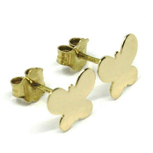 Load image into Gallery viewer, SOLID 18K YELLOW GOLD EARRINGS FLAT BUTTERFLY, SHINY, SMOOTH, 8x10 MM.