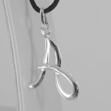Charger l'image dans la galerie, 18k white gold pendant charm initial letter A, made in Italy 1.0 inches, 25 mm.