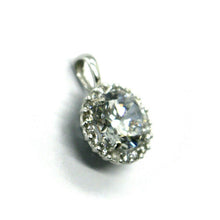 Load image into Gallery viewer, SOLID 18K WHITE GOLD 8mm ROUND 3 carats ZIRCONIA PENDANT WITH FRAME ITALY MADE.