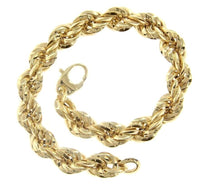 Charger l'image dans la galerie, 18K YELLOW GOLD HOLLOW BRACELET BIG 8mm BRAID ROPE 7.9 INCHES LONG MADE IN ITALY.