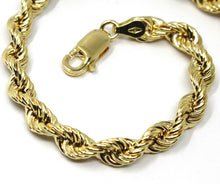 Cargar imagen en el visor de la galería, 18k yellow gold bracelet big 5.5mm braid rope link, 8 inches long, made in Italy.