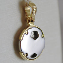 Load image into Gallery viewer, SOLID 18K WHITE & YELLOW GOLD SOCCER BALL PENDANT, SATIN CHARMS, MADE IN ITALY.
