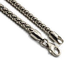 Cargar imagen en el visor de la galería, 18k white gold basket rounded 2.8mm tube basket popcorn chain necklace, 16".