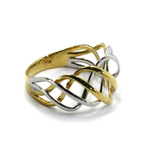 Cargar imagen en el visor de la galería, 18K YELLOW AND WHITE GOLD ALTERNATE MULTI WIRES ONDULATE WAVE BAND RING.