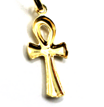 Load image into Gallery viewer, 18K YELLOW GOLD, SMALL 17mm ANKH ROUNDED CROSS OF LIFE PENDANT, EXCAVATED BACK.