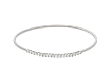 Load image into Gallery viewer, 18K WHITE GOLD BRACELET, RIGID, BANGLE, 2 MM THICKNESS, SMOOTH, CUBIC ZIRCONIA.