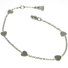 Load image into Gallery viewer, 18K WHITE GOLD OVAL ROLO BRACELET, 18cm 7.1", FLAT 5mm HEARTS, MADE IN ITALY.