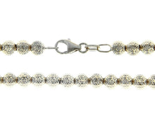 Cargar imagen en el visor de la galería, 18k white gold balls chain worked spheres 4mm diamond cut, faceted 18", 45cm.